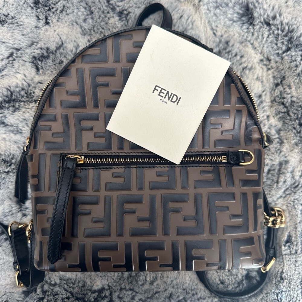 Fendi Mini Brown Leather Backpack, Perfect Condit… - image 1